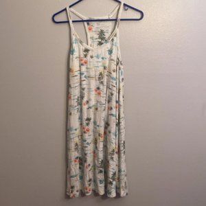 Juniors Large White Floral Tropical Racerback Lightweight Dress